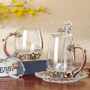 A058254花柄ガラス製 ティーカップ セット食器 コーヒーカップ 豪華カップセット