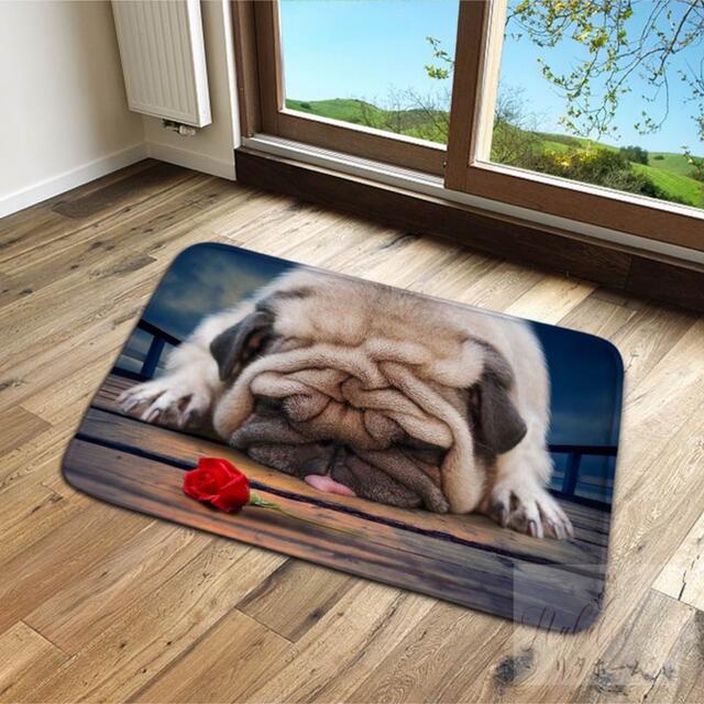 Character Pattern - A058275ラグカーペット ラグマット 40x60cm 玄関マット　パグ雑貨