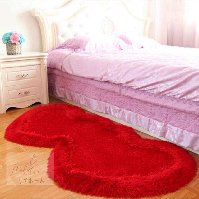 A058328ラグマット リビングマット ハート玄関マットカーペット．お風呂マット 姫系雑貨