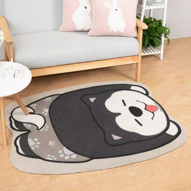 Rakuten - A052522ラグマット 泥落とし 洗える 玄関マット 屋外 屋内 カーペット ハスキー犬柄雑貨　120x90cm