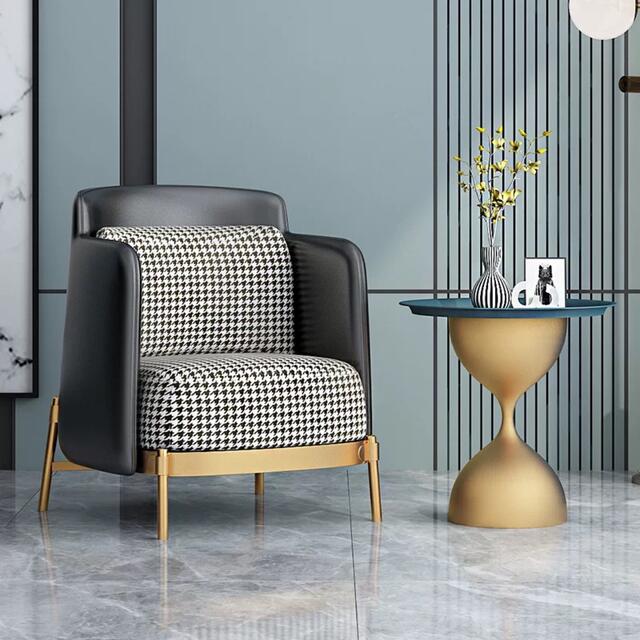 A057714千鳥柄ファブリックチェア 椅子ダイニングチェア デスクチェア