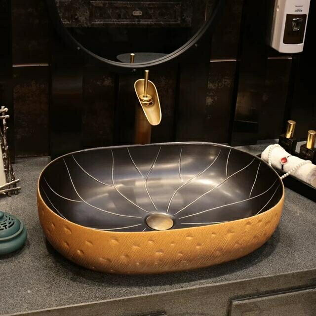 A020487高級洗面台 洗面ボウルセット洗面ボール 陶器 手水鉢 手洗器蛇口 排水金具付き