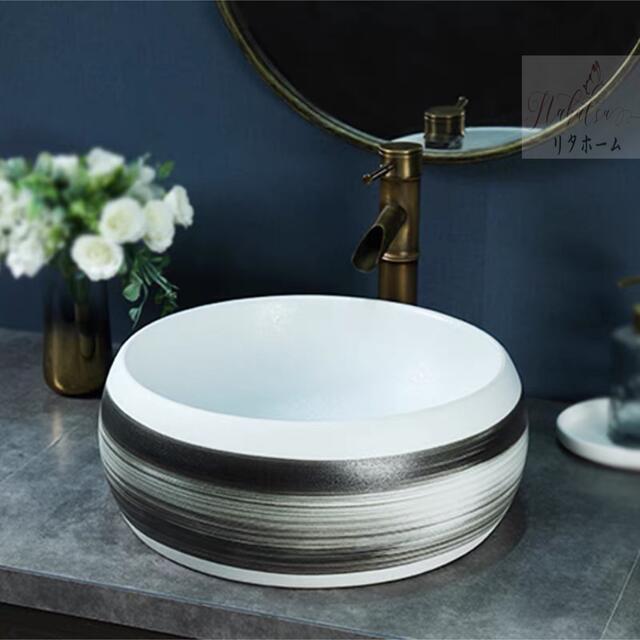 樂天商城 - A041100高級洗面台 洗面ボウルセット洗面ボール 陶器 手水鉢 手洗器蛇口 排水金具付き