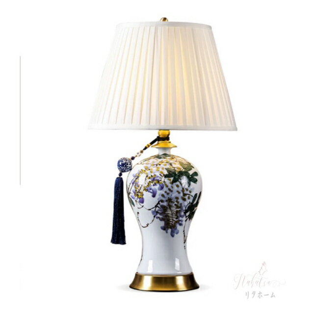 A041254大型照明スタンドライト テーブルランプ デスクライト 高級陶器卓上ステンド