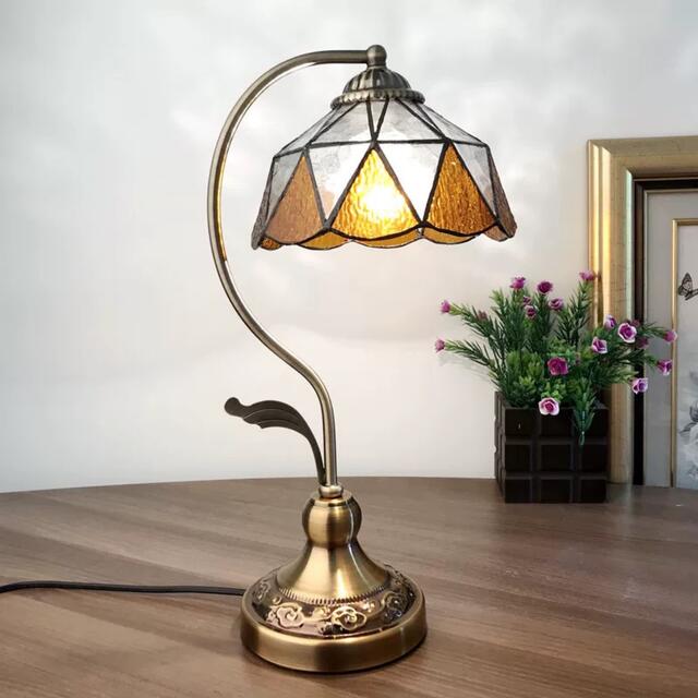 A041780卓上ステンド ．照明スタンド テーブルランプ デスクライト ガラス工芸スタンド