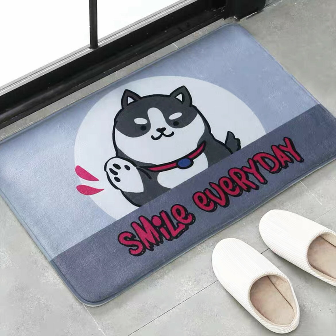 Character Pattern - A002652ラグマット リビングマット 玄関マット お風呂マット 犬柄雑貨 ハスキー 90x60cm