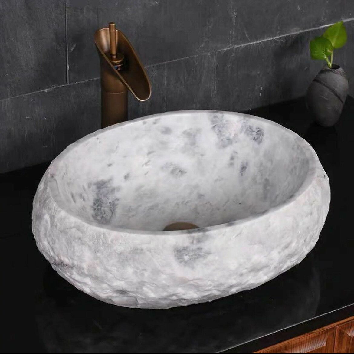 高級洗面台 洗面ボウルセット 石　洗面ボール 手水鉢 手洗器 手洗い鉢 洗面器 蛇口 排水金具付き