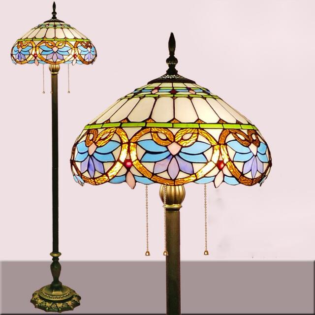 A042133ステンドグラスフロアライト フロアスタンド ステンドグラスランプ ガラス工芸品．
