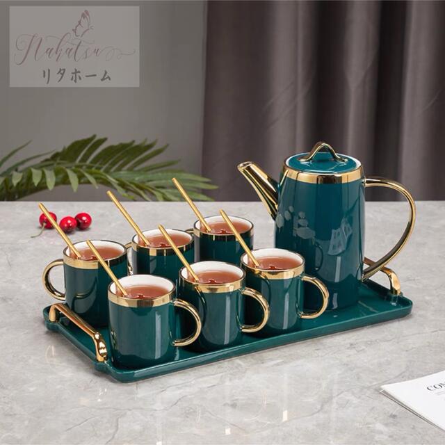 A042192ティー・コーヒーカップセット カップ＆ソーサー6客セット ．陶磁器ティーセット