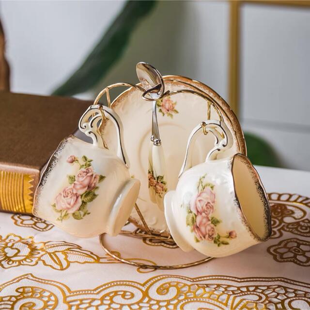 A042239ティー・コーヒーカップセット カップ＆ソーサー2客セット ．陶磁器ティーセット