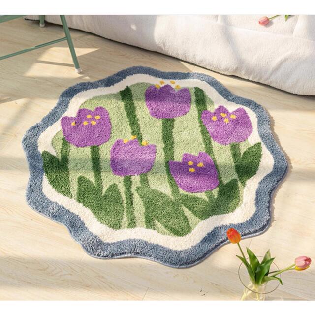 A042263ラグマット リビングマット 玄関マット お風呂マット．花柄