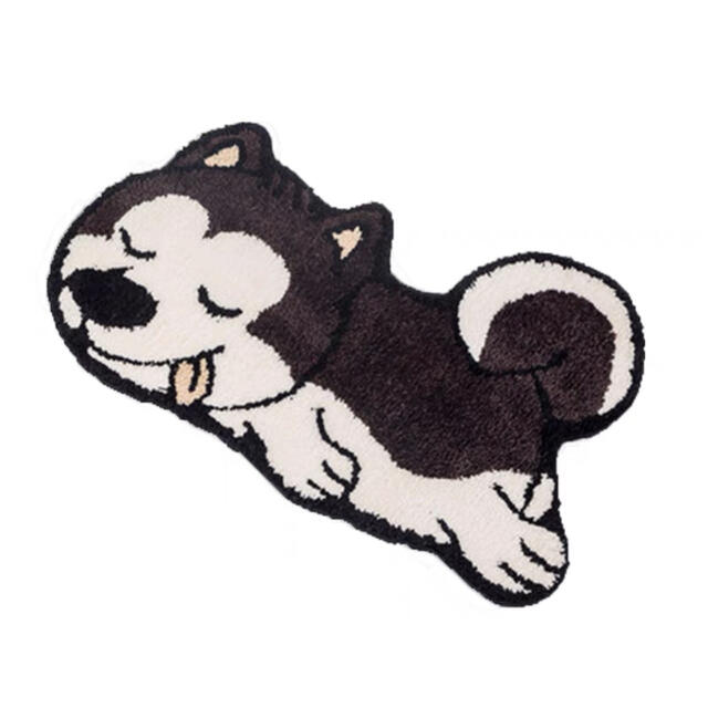 A042283ラグマット リビングマット 玄関マット お風呂マット 犬柄雑貨 ハスキー