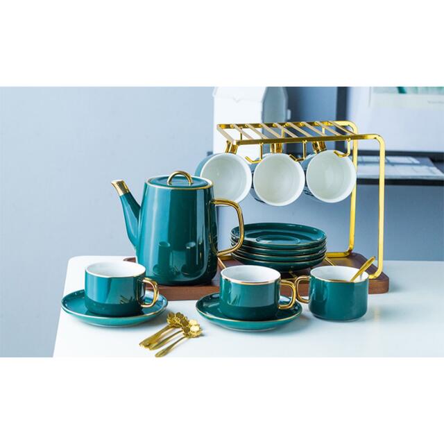 A042385ティー・コーヒーカップセット カップ＆ソーサー6客セット ．陶磁器ティーセット