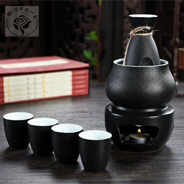 A011551酒器7点セット 陶器 酒燗器付き 徳利 熱燗 冷酒 高級感 清酒用 酒器セット