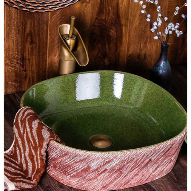 樂天商城 - A011559高級洗面台 洗面ボウルセット 洗面ボール 陶器 手水鉢 手洗い鉢 洗面器