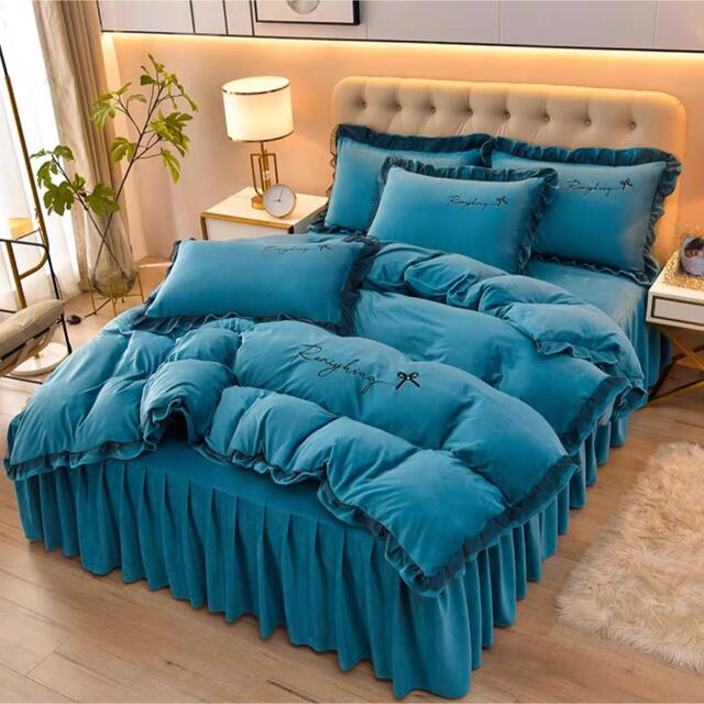 A011608ワイドダブル ベッド用品4点セット ．寝具 枕カバー掛け布団カバー ベッドパッド