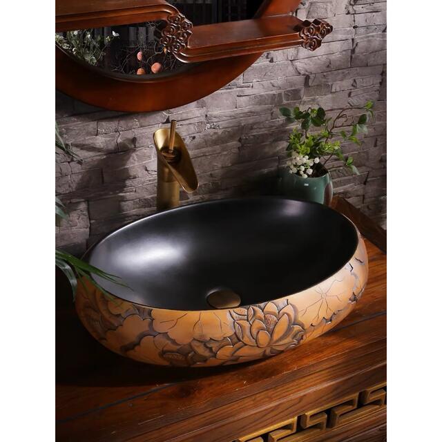 A011648高級洗面台 洗面ボウルセット 洗面ボール 陶器 手水鉢 手洗い鉢 洗面器