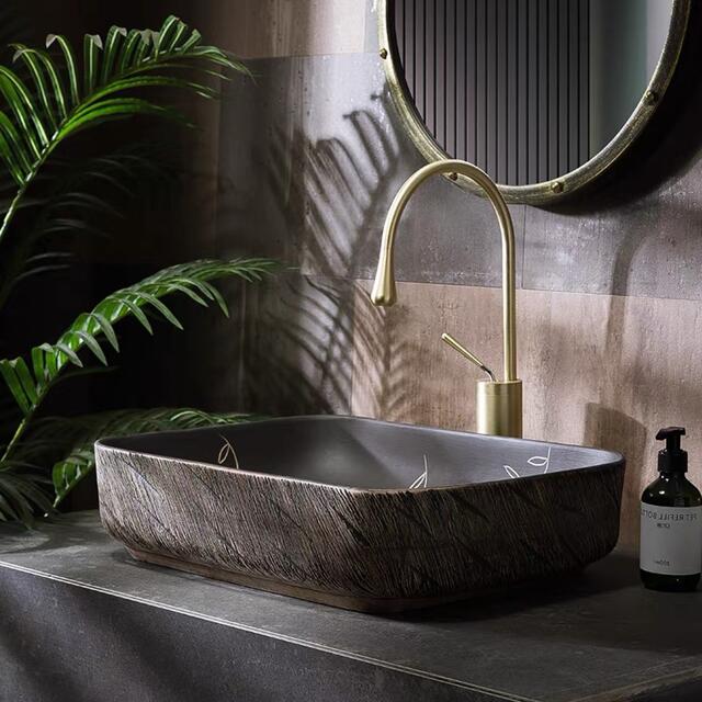 A011675高級洗面台 洗面ボウルセット 洗面ボール 陶器 手水鉢 手洗い鉢 洗面器 [2]