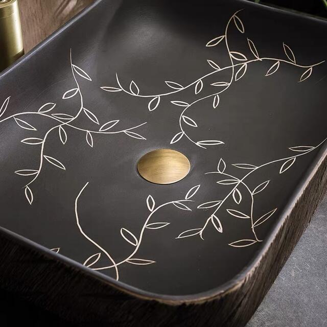 A011675高級洗面台 洗面ボウルセット 洗面ボール 陶器 手水鉢 手洗い鉢 洗面器 [3]