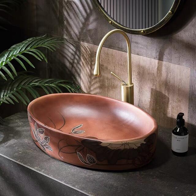 樂天商城 - A011685高級洗面台 洗面ボウルセット 洗面ボール 陶器 手水鉢 手洗い鉢 洗面器