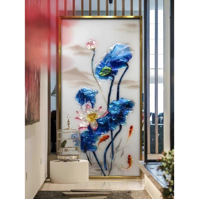 A055547ガラス琺瑯彩 エナメル工芸品 高級琺瑯飾り絵 玄関 壁掛け 琺瑯絵美術品