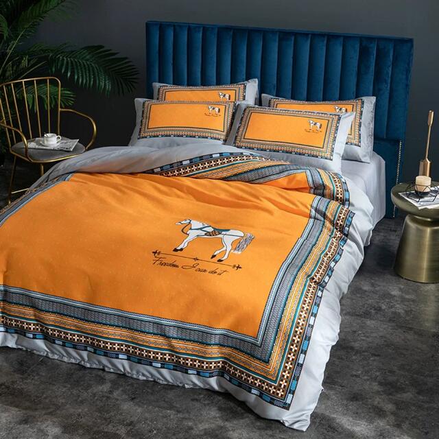 ダブルベッド用品4点セット ．寝具 枕カバー掛け布団カバー ベッドパッド