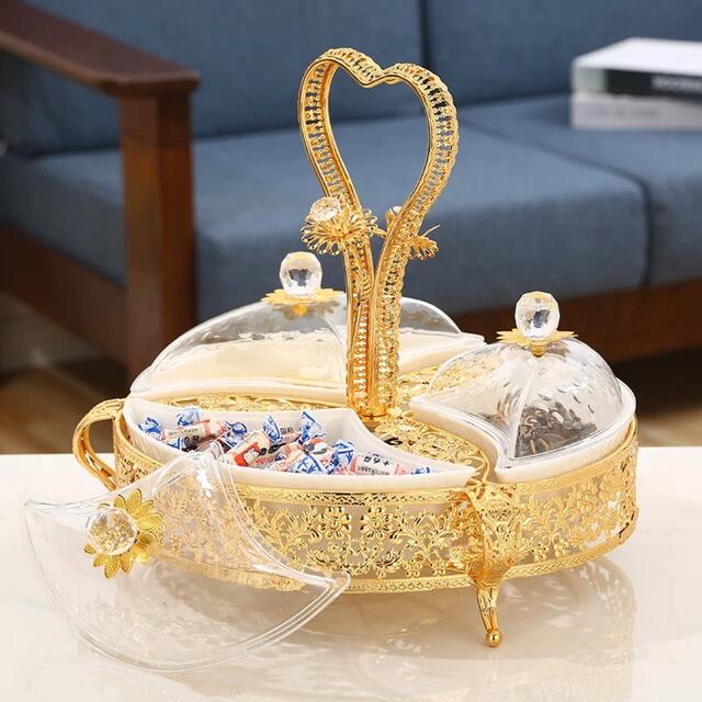 A055603高級果物皿　盛り皿 お菓子皿、フルーツプレート 豪華 果物カゴ お菓子鉢