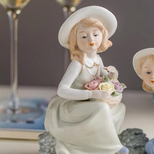 A055687陶器 置物 西洋調陶器 北欧風磁器 陶器製人形 磁器製品 .手作り.部屋飾り