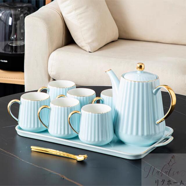 A055701ティー・コーヒーカップセット カップ＆ソーサー6客セット ．陶磁器ティーセット