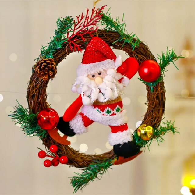 A055754クリスマスリース クリスマス花輪 ドアリース 壁飾り 人工造花 デラックスリース