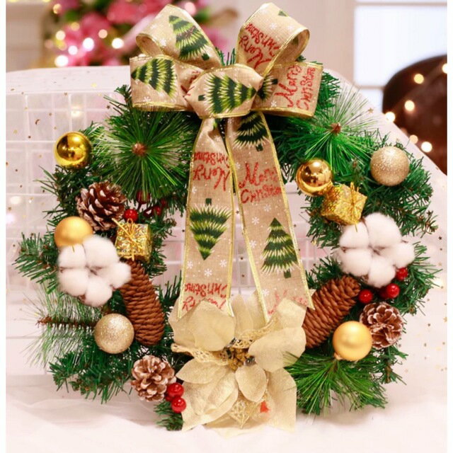 Rakuten - A055758クリスマスリース クリスマス花輪 ドアリース 壁飾り 人工造花 デラックスリース