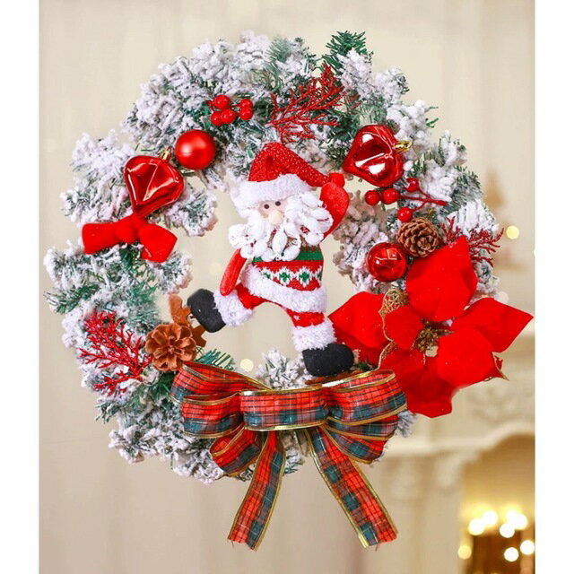 A055768クリスマスリース クリスマス花輪 ドアリース 壁飾り 人工造花 デラックスリース