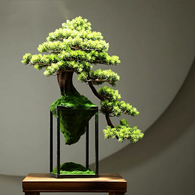 A055824インテリアグリーン 高級模造迎客松盆栽 置物 禅意迎客松盆栽装飾品 人工観葉植物