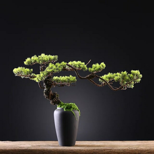 A055913インテリアグリーン 高級模造迎客松盆栽 置物 禅意迎客松盆栽装飾品 人工観葉植物 [2]