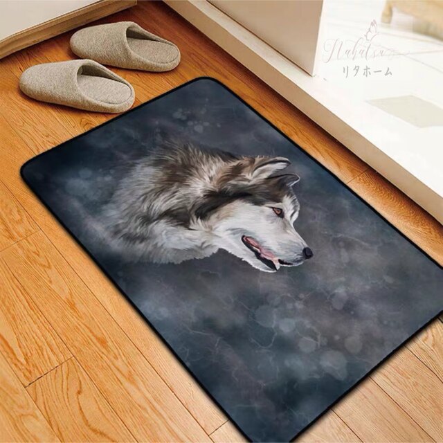 樂天商城 - A056048ラグマット リビングマット 玄関マット．カーペット お風呂マット 犬柄 ハスキー