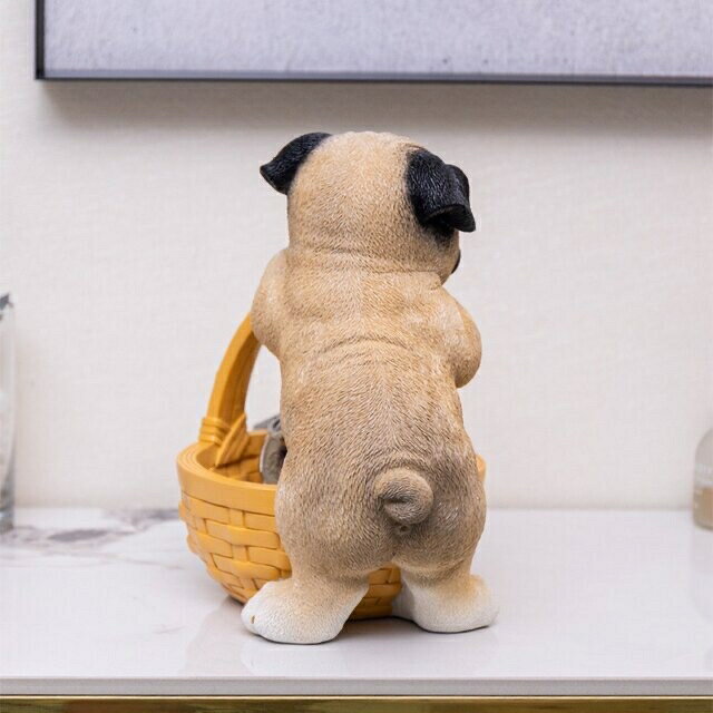 A056173パグ 置物 小物入れドッグ 犬 収納ボックス 卓上収納 雑貨収納 かご 小物入れ [3]