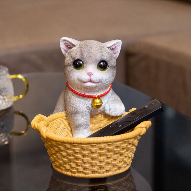 A056186猫置物 小物入れネコ 収納ボックス かご 卓上収納 雑貨収納 小物入れ