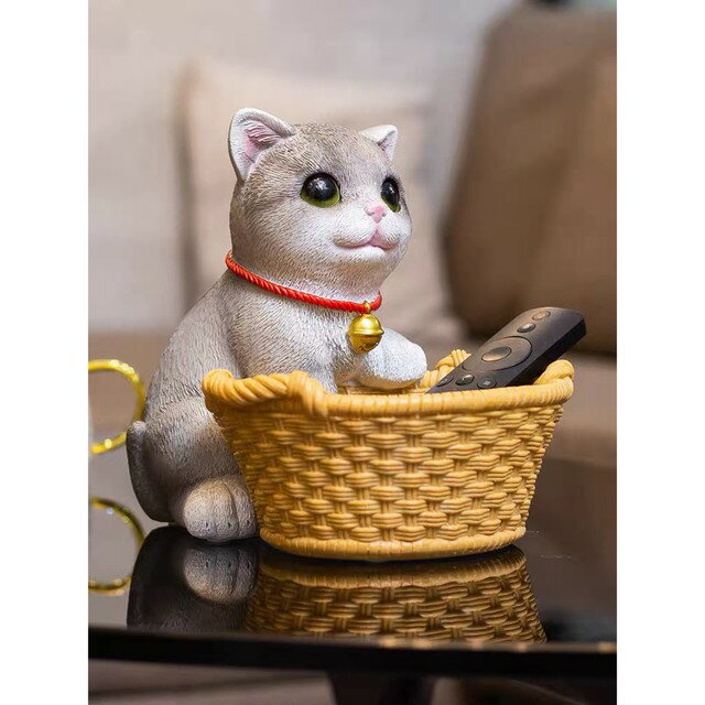 A056186猫置物 小物入れネコ 収納ボックス かご 卓上収納 雑貨収納 小物入れ [2]