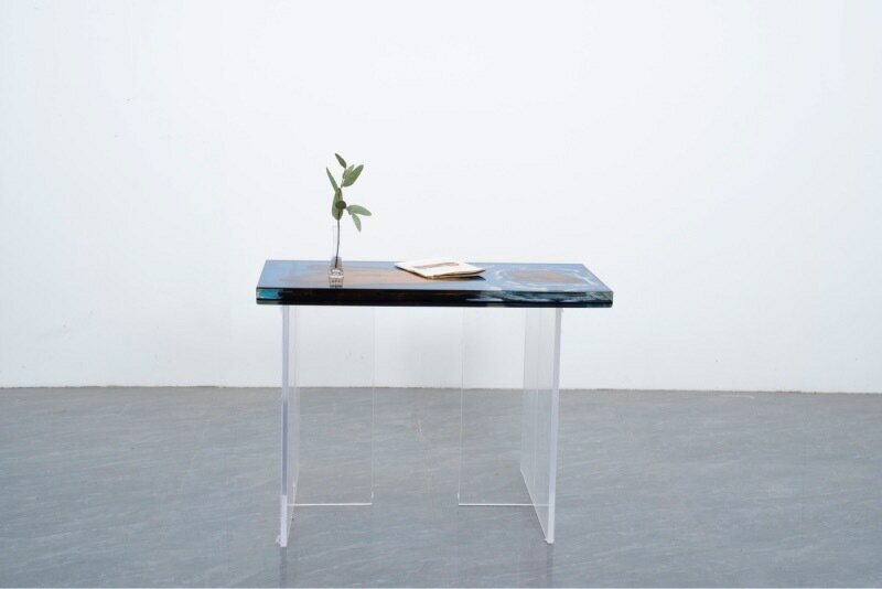 A052883高級レジンテーブル ウッドリバーテーブル 樹脂テーブル ダイニングテーブル 天然木テーブル リバーテーブル 川の流れ(幅100cm)一点だけ [2]