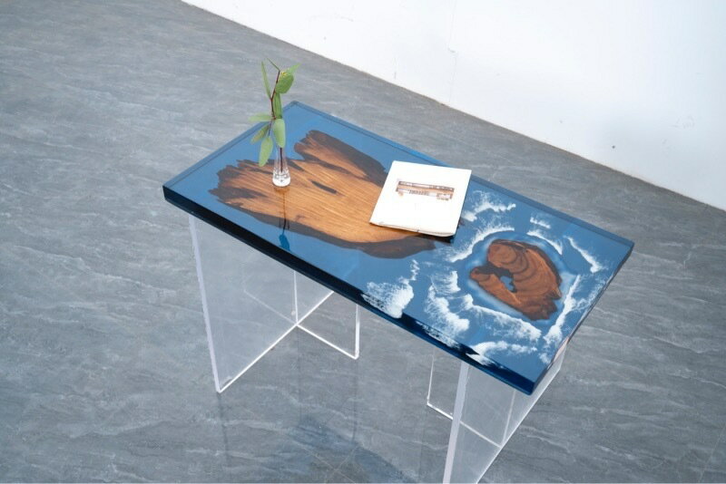 A052883高級レジンテーブル ウッドリバーテーブル 樹脂テーブル ダイニングテーブル 天然木テーブル リバーテーブル 川の流れ(幅100cm)一点だけ [3]