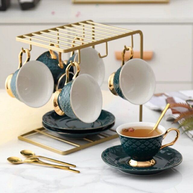 A056231ティー・コーヒーカップセット カップ＆ソーサー4客セット ．陶磁器ティーセット