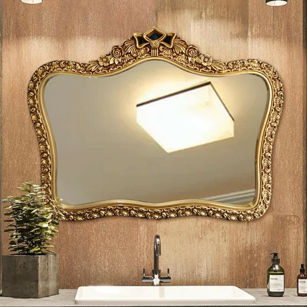 A056809高級豪華鏡 アンティーク調 壁掛け鏡 壁掛け 壁掛けミラー ウォールミラー 83x67cm [2]