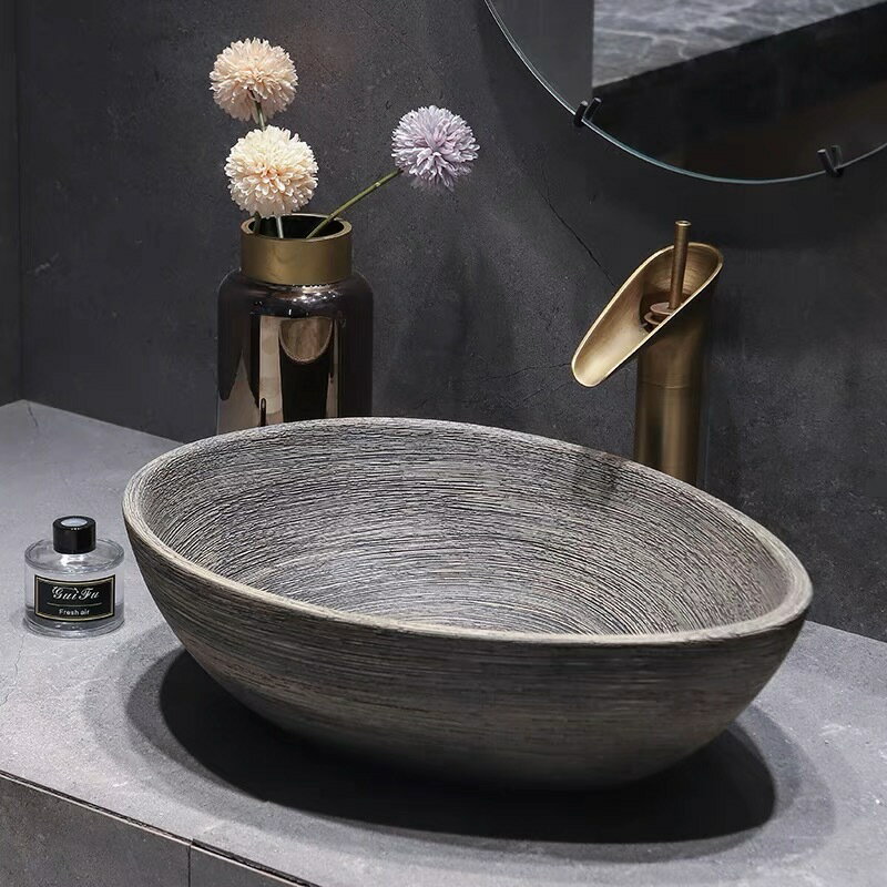 A029059置型洗面ボウルセット 手洗い器 デザイン 陶磁器 手洗い鉢 洗面台 蛇口 排水ホース付き