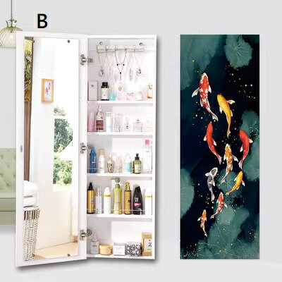 A054966HM1収納棚 スタンドミラー 全身鏡 ミラー付きラック .収納ラック ジュエリー収納ミラー [2]