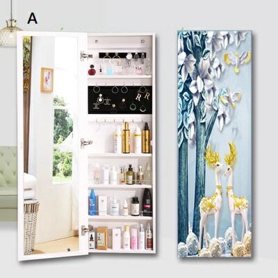 A054969HM2収納棚 スタンドミラー 全身鏡 ミラー付きラック ．収納ラック ジュエリー収納ミラー