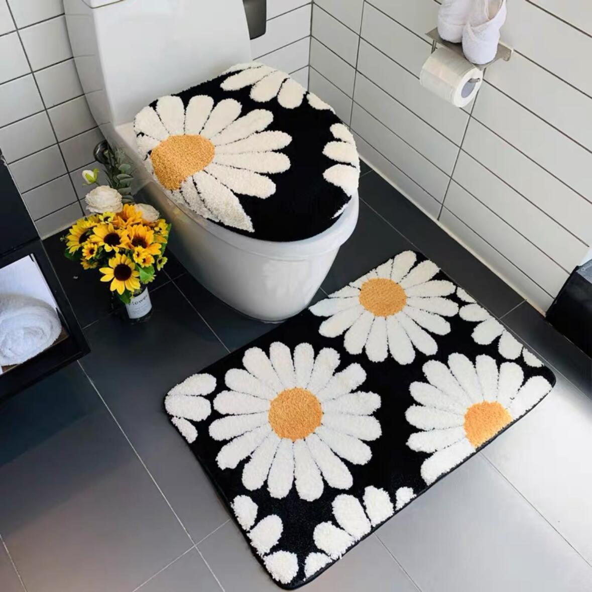 A020904トイレマットセット可愛い　トイレカバー3点セット