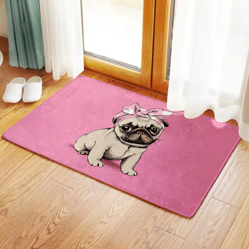 樂天商城 - A046870パグタイプ☆ラグマット 玄関マット カーペット お風呂マット 犬柄60x40サイズ パグ雑貨