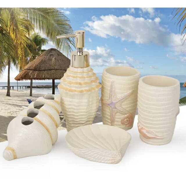 A014493高級感サニタリー5点セットディスペンサー 歯ブラシスタンド ．洗面所用品