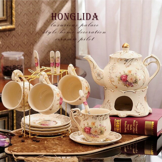 A014495西洋ティー・コーヒーカップセット カップ＆ソーサー4客セット 陶磁器ティーセット