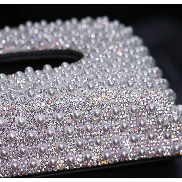 A014502ラインストーン飾り 高級感 上品ティッシュケース  車用 キラキラ [2]